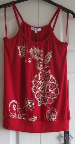 New red strappy top butterfly - top,,