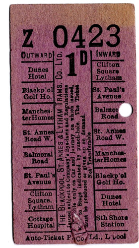 Tram ticket blackpool st - tram,
