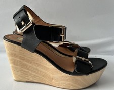 River Island Wedges Sandals  Size 6 Black Leather