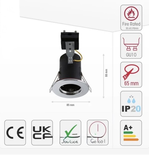 Fire rated gu10 - gu10, 240v