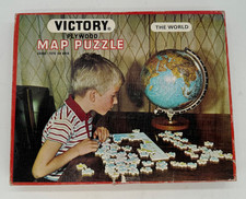 Vintage VICTORY Plywood Jigsaw Puzzle ' British Isles Map ' 100 Pieces 1960's
