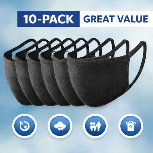 10x pack cotton face masks - cotton,