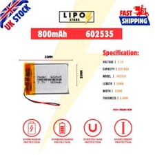 ⚡ 3.7V 602535 800mAh LiPo