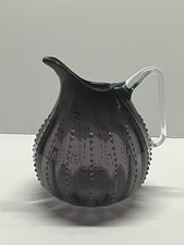 Vintage Large 19 Cm  Hand Blown Glass Milk Water Jug