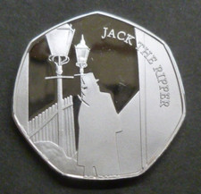 JACK THE RIPPER Novelty Silver-plated Proof-like 50p shaped medallion