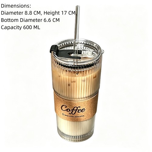 500ml glass cup and straw - cup, iced