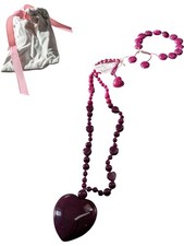 Lola Rose Gemstone Necklace Bracelet Set Heart Pendant Jewellery