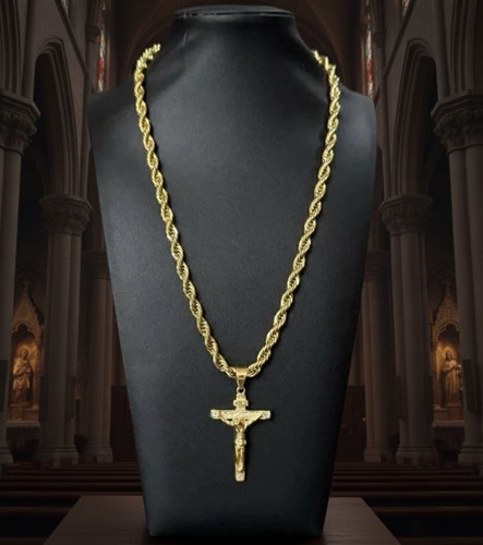 9ct filled gold crucifix - gold, cross