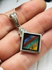 TJC silver necklace with multicoloured gemstones mosaic new with tag