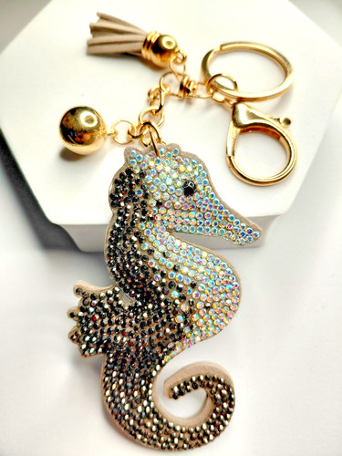 Sparkly seahorse keyring - sparkly,
