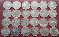 24 OLYMPIC 50p COINS / ALL A DIFFERENT EVENT / LOT EEE