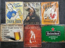 6 Beer Drinking Metal Signs -