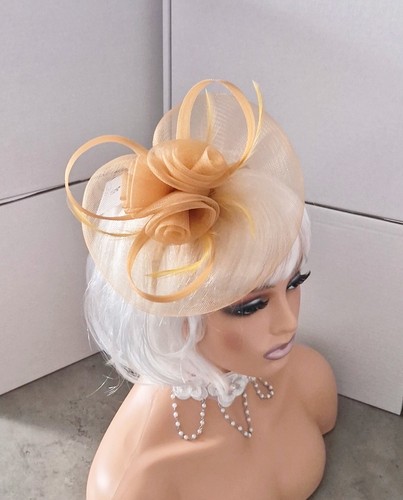 Gold champagne mesh flower - gold-,