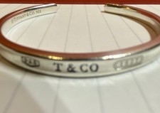 Tiffany & Co. 1837 Narrow Cuff bracelet bangle 925 Silver Large RRP £ 505