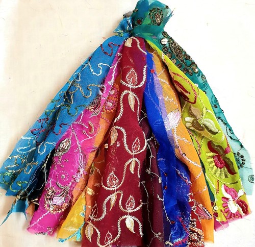 Sari georgette fabric remnant - sari,