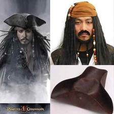 Pirates of the Caribbean Jack Sparrow Tri Corner Buccaneer Hat Wig Set