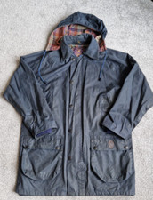 P.G Field Navy Lightweight Wax Jacket Size Small UK Made Detachable Hood