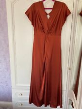 TH&TH Camilla Bridesmaid dress in Terracotta Satin. Rust, Burnt Orange, Autumn