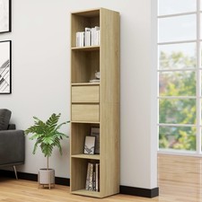 Wood Book Cabinet Bookcase 4 Shelves 2 Drawers Display Storage Unit Bookshelf