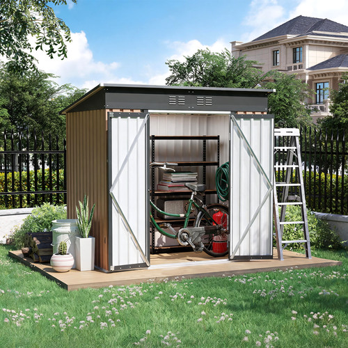 6x4 metal garden shed with - metal,