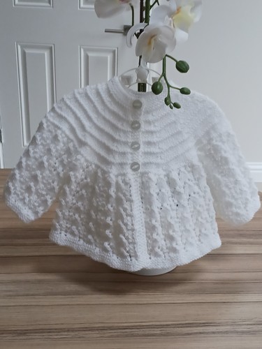 White hand knitted baby - white,
