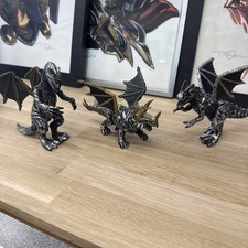 Plastic Dragons- Silver, Black & Gold - Red Eyes- Toy - Mythical Toy Ornaments