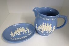 Vintage Dartmouth Pottery Widecombe Fair Jug & Plate. Blue/White.