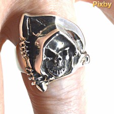 Grim Reaper Ring - Heavy Solid 925 Silver. Pagan, Goth, Biker, Pagan Jewellery