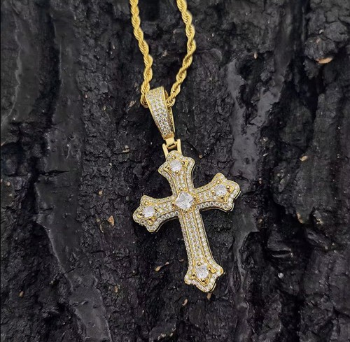 Iced out big cross gold - iced,