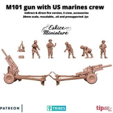 WWII USMC M101 Howitzer with Crew Various Scales Historical Wargaming
