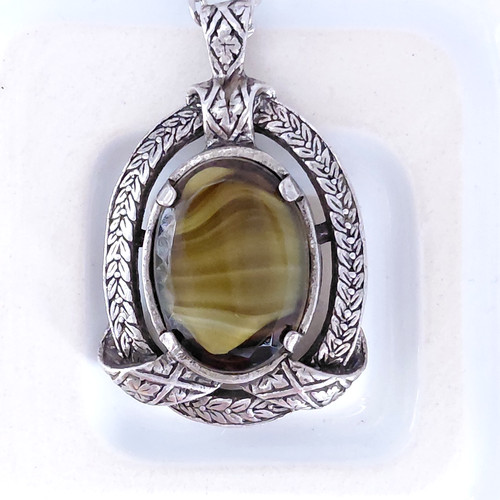 Green faux agate pendant - faux,