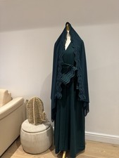 Ramadan Eid 2pcs Set Dubai Style Abaya With Stitching Detail - Matching Hijab 
