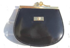 GIANNI VERSACE Vintage 1990s Medusa Black Glossy Calf Leather Small Coin Purse