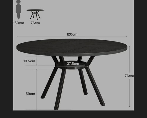 Round bkack dining - table, seats