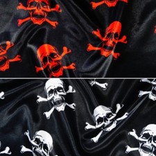Satin Fabric Halloween Skulls