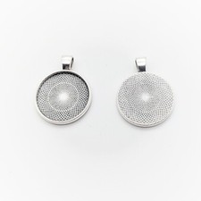 3-10 Antique Silver 25mm Flat Round Cabochon Setting Cabochon Option Nickel Free