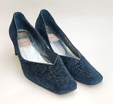Vintage Renata black velvet & leather court shoes UK4 EU36 barely worn
