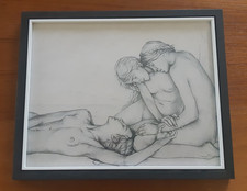 Erotic Nude Female sketch Art Framed Print