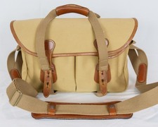 Billingham 335 Camera Shoulder Bag – Khaki Canvas, Tan Leather Trim, Very Good