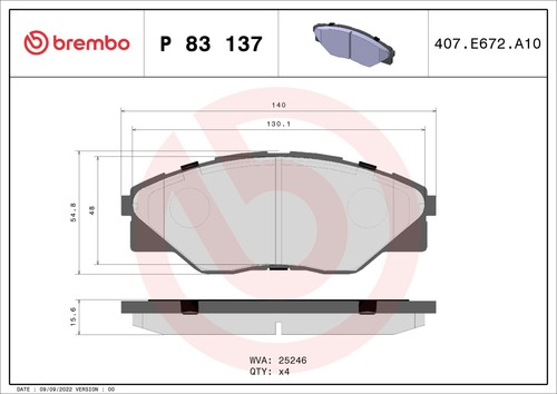 P83137 brake pad set disc - pad, set,