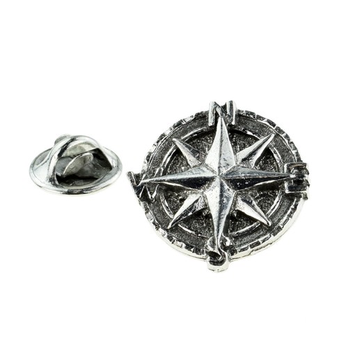 Nautical compass pewter lapel - pewter,