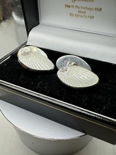 Silver 925 Diamond /Enamel Deco Inspired Cufflinks.Heavy