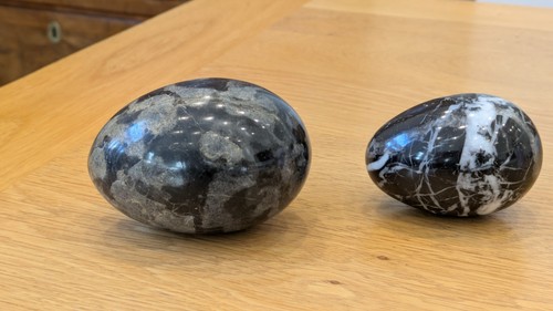 Two vintage solid marble egg - vintage,