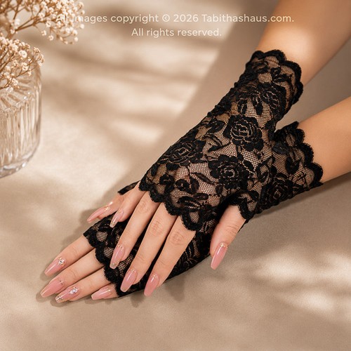 Women black fingerless lace - women's,