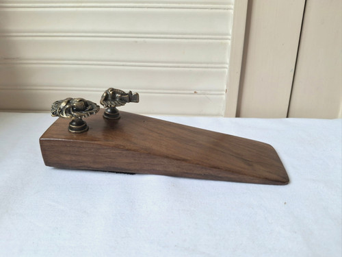 Handcrafted wood doorstop with