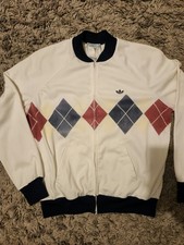 Adidas Ivan Lendl Full Zip Tennis Track Top Argyle Vintage 80s Size Medium