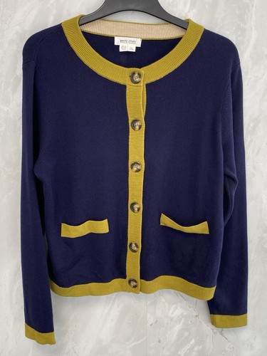 White stuff navy blue button - white,