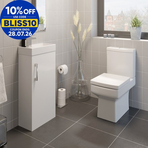 White bathroom suite cloakroom - white,