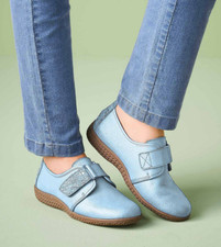 Damart Womens Derby Sky Blue Reptile-Effect Print Trim  Shoes RRP £45.00 (T4)