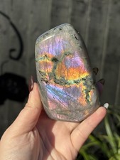 Labradorite Large Freeform Crystal Polished Gemstone Purple Flash
